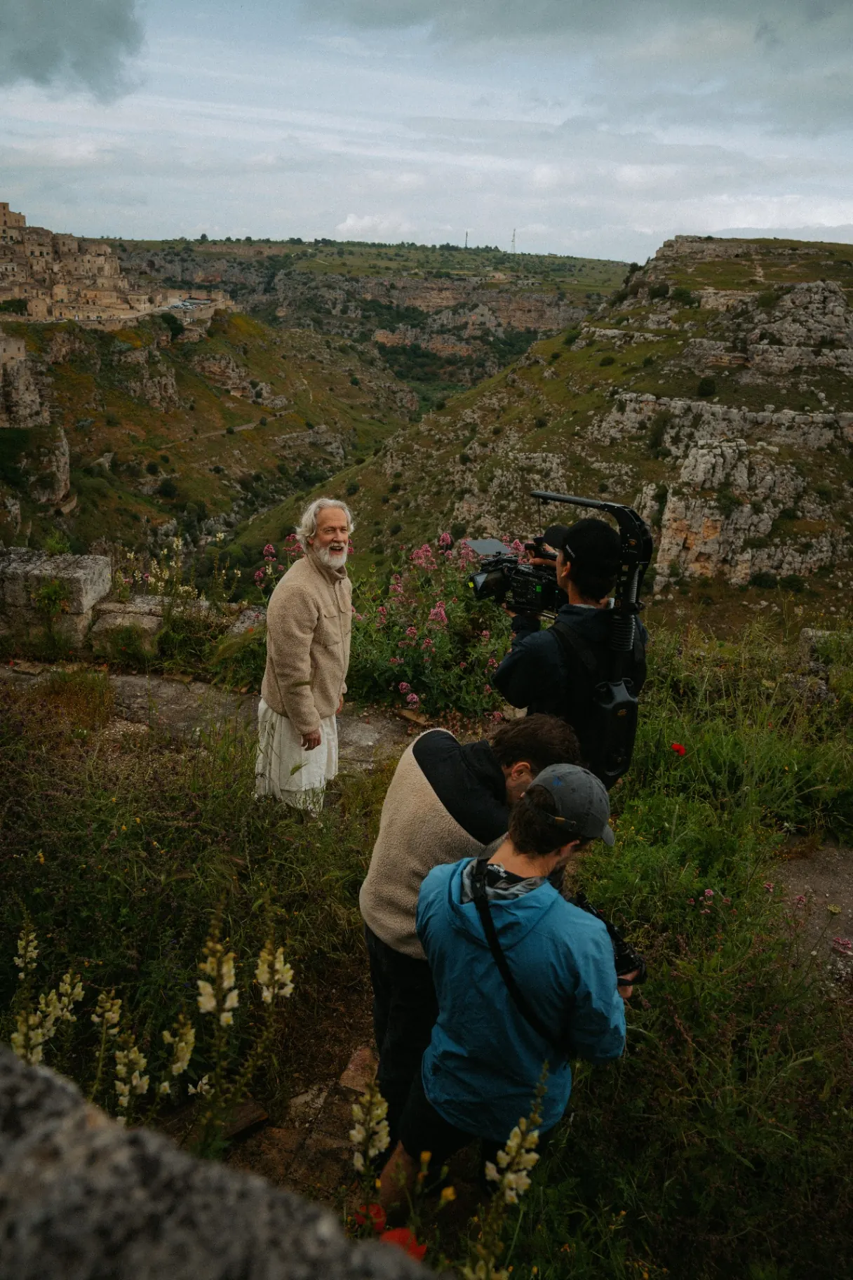 Am Set über der Schlucht von Matera